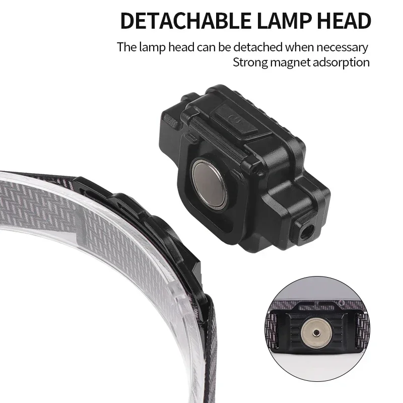 ZHAOZHANGX New work light magnetic headlight USB charging fishing night running multifunctional outdoor light
