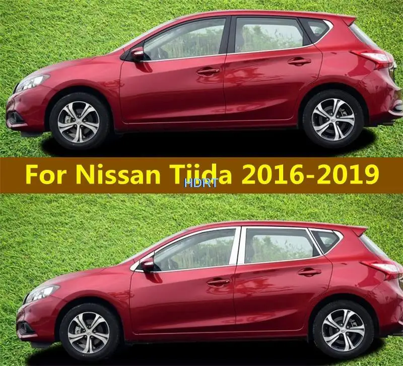 Car PC Pillar Post Cover Door Trim Stainless steel Window Molding Sticker Plate Accessories For Nissan Tiida (pulsar) 2016-2019