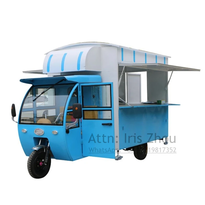 

Three Wheels Most Popular 3.8m Long Electric Mobile Ice Cream Food Cart Tricycle Hotdog Street Fast Food Vending Truck