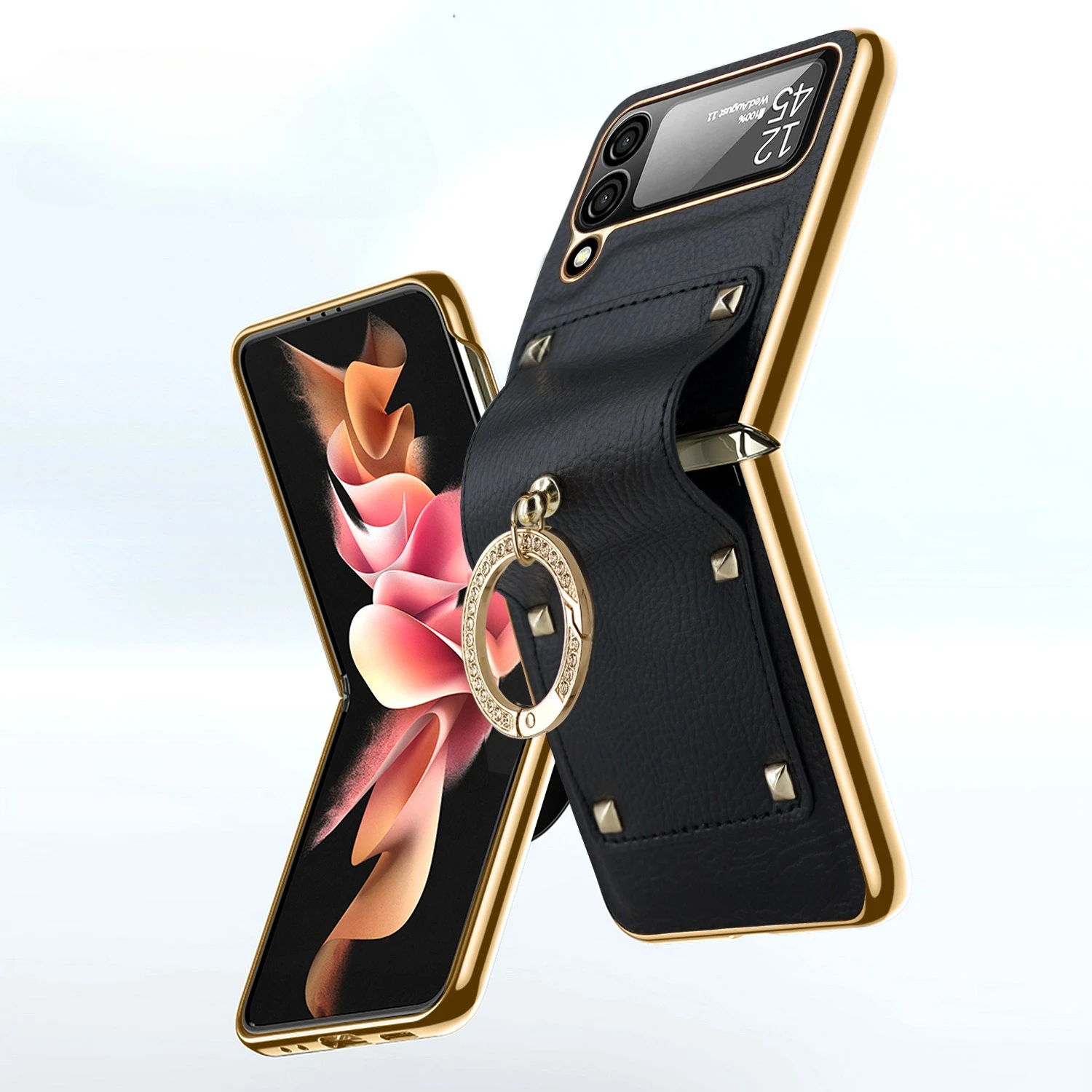 

Sticker Leather Case Light Luxury Style Flip Case for Samsung Galaxy Z Flip 7 Flip6 Flip5 Flip4 Flip7 Back Cover