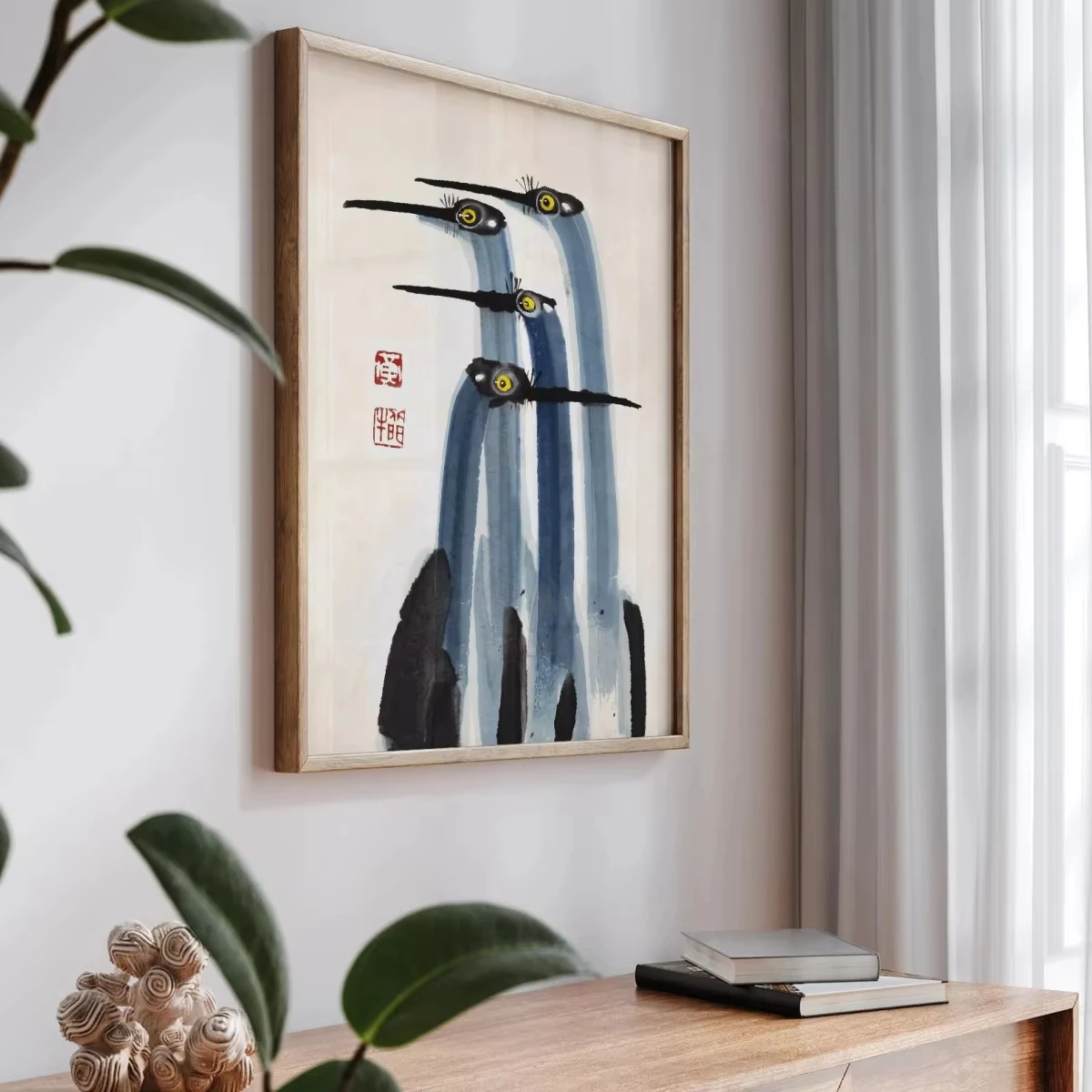 Japanischer antiker Kranich, Leinwanddruck, Poster, Vintage, Japandi, Bauernhaus, Kunstdrucke, Wohnzimmer, Schlafzimmer, Wandkunst, Heimdekoration, Poster