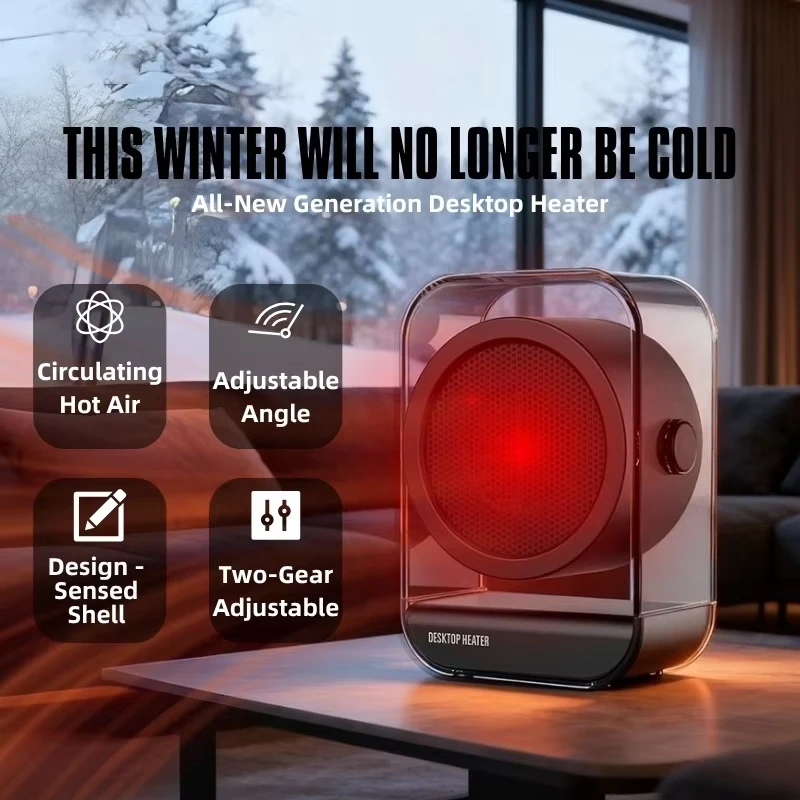 Desktop Heater PTC Ceramic Fast Heating Fan 90° Adjustable Quiet Heater for Office Home Bedroom Portable Winter Heating Applianc