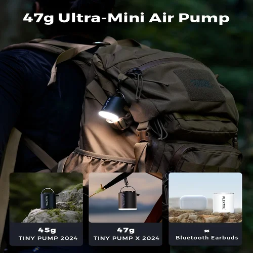 Imagen 2 del producto FLEXTAIL Bomba de aire portátil, mini bomba de camping con luz, carga USB-C, ideal para colchonetas, colchón de cama de aire, bolsas de vacío