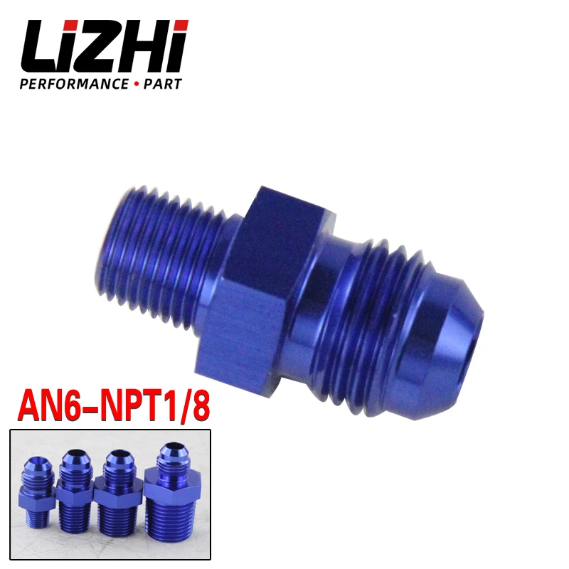 LIZHI RACING - (AN6-NPT1/8) AN6 to 1/8 NPT Straight Adapter Flare Fitting auto hose fitting Male LZ-SL816-06-02-011