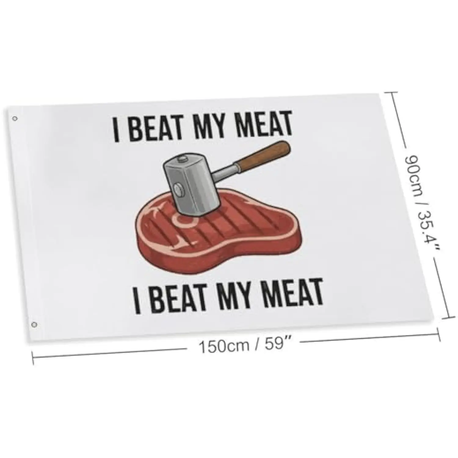 I Beat My Meat Funny Steak Hammer Pun Polyester Flag Outdoor Home Yard Decor