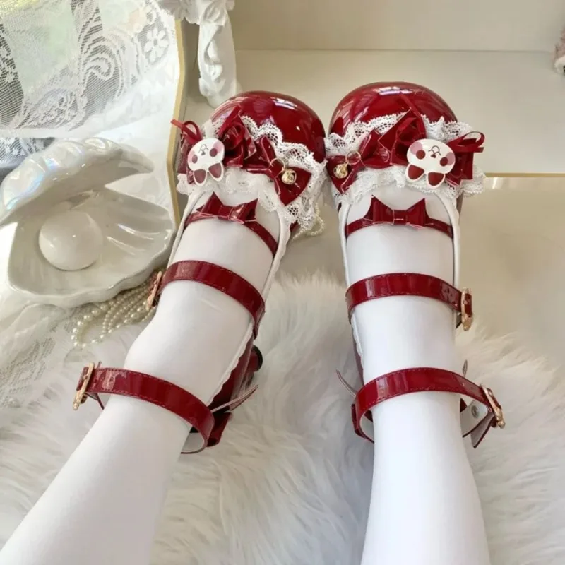 2026 Bows Lace and Bells for Cosplay and Tea Parties Cute Lolita Mary Jane Heels with Bunny
