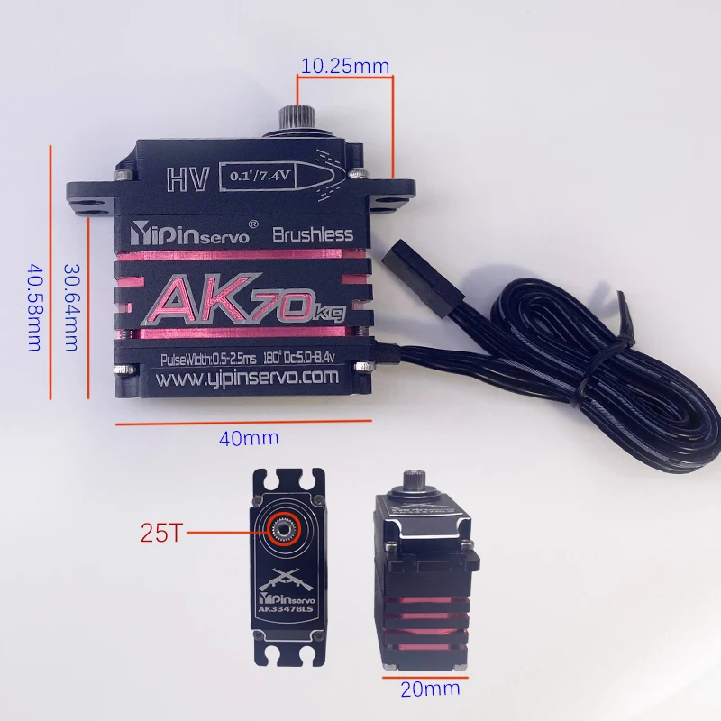 Yipinservo New Arrival Brushless Servo 47kg 70kg 0.08sec High Speed Full Metal Gear HV For RC Hobby Car Crawler Traxxas SCX24