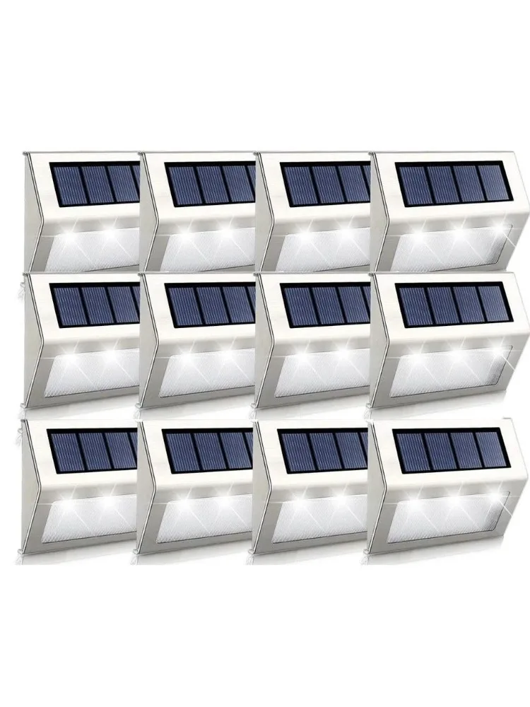 Lampki solarne LED ze stali nierdzewnej, zewnętrzne lampki na taras, zasilane energią słoneczną, wodoodporne lampki schodowe do ogrodu, na ogrodzenie, na schody. — 2