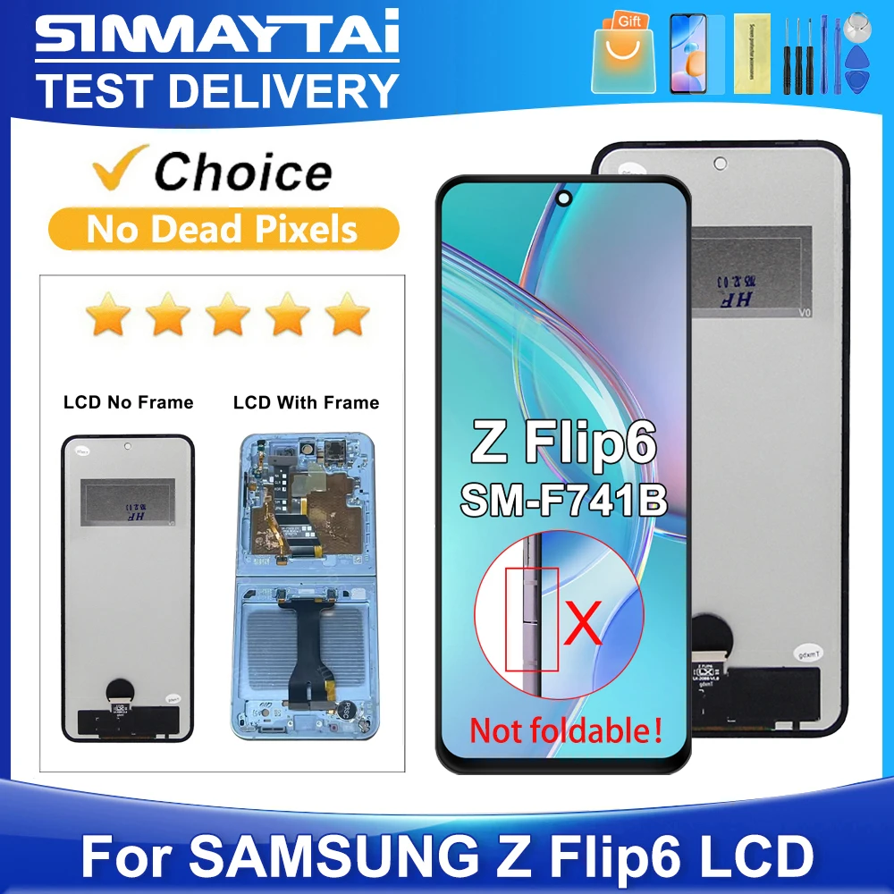 Z Flip6 5G Tested For Samsung For Z Flip 6 SM-F741B F741U F741W F741N LCD Display Touch Screen Digitizer Assembly Replacement