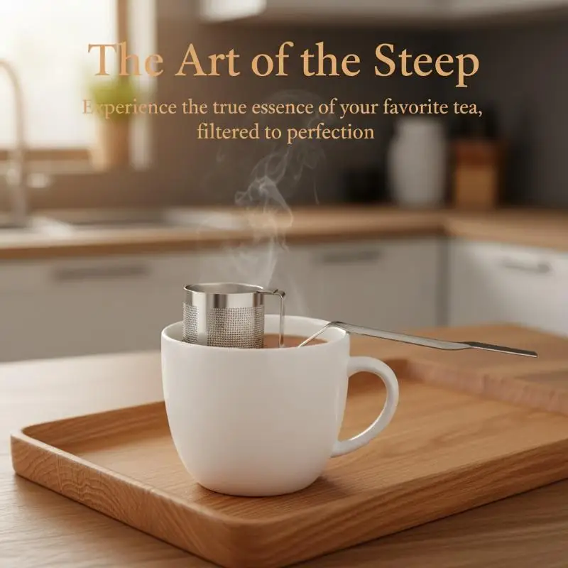 Stainless Steel Clip Hanging On Cup Tea Strainer Cup Clamp Tea Infuser With Long Handle Fine Filter For Home Office Daily