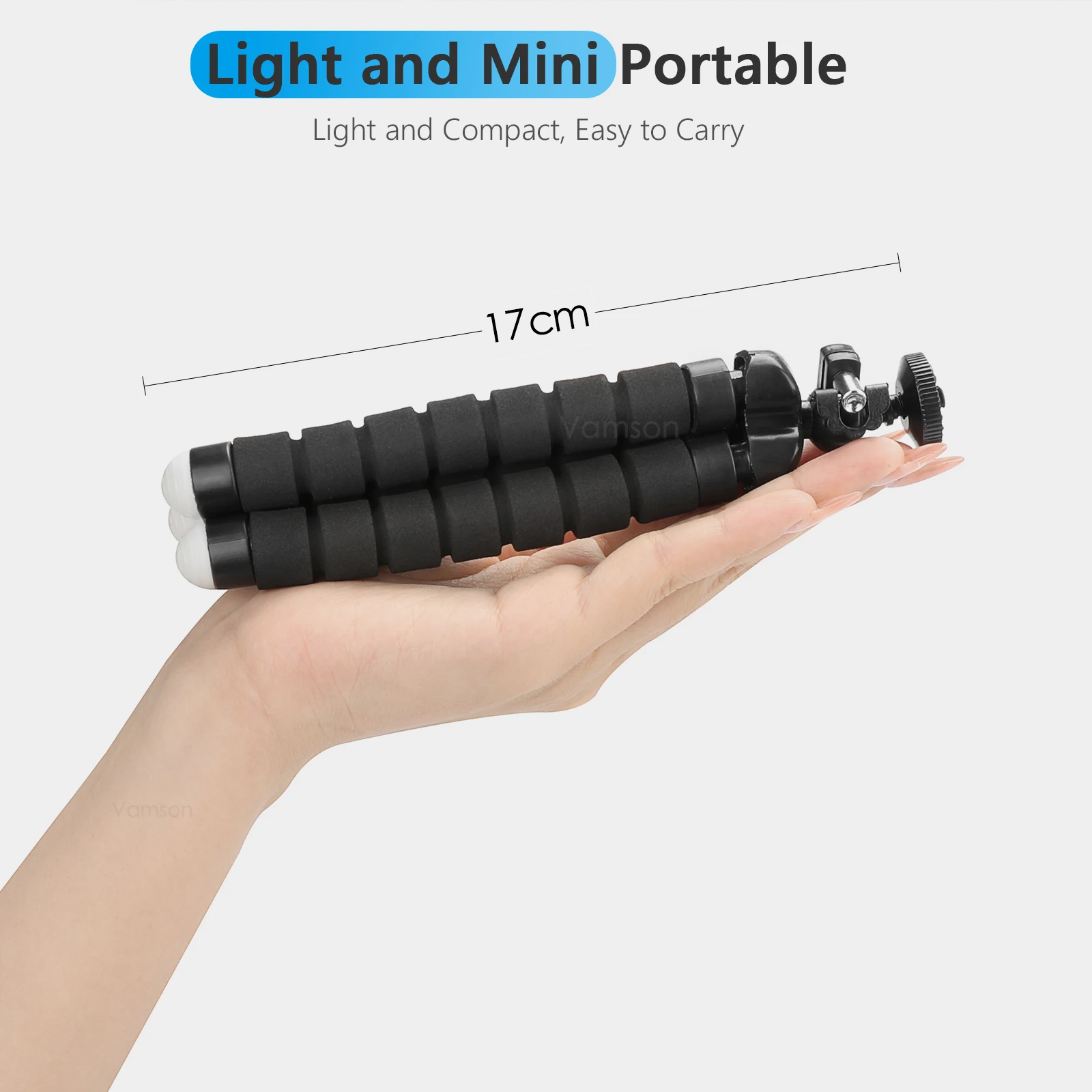 حوامل Vamson لـ Gopro Hero 12 11 10 9 8 7 ملحقات حامل ثلاثي الأخطبوط الصغير المرن باللون الأسود للهاتف Insta360 X3 DJI EKEN Drift