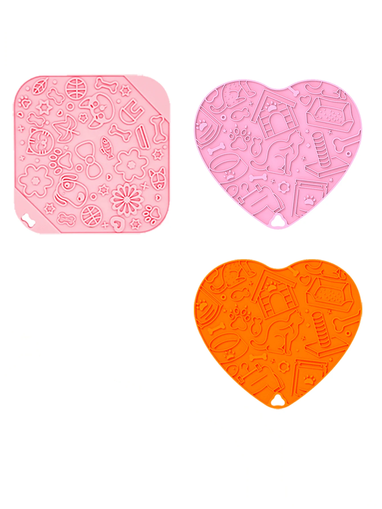 Square and heart-shaped dog and cat licking pads, silicone slow food pads with suction cups, can relieve anxiety in dog licking
