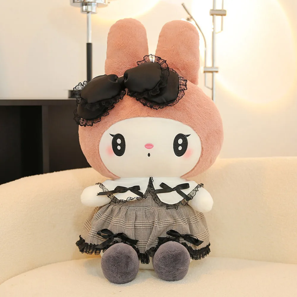 Sanrio Kuromi brinquedo de pelúcia, boneca Melody, travesseiro dos desenhos animados, presente infantil, novo