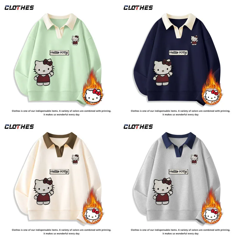 Kawaii Hello Kitty Hoodie Anime Sanrio Cartoon High Street Lose Drucke Niedliche Kapuze Weiche Bequeme Niedliche Studenten Mädchen Tops