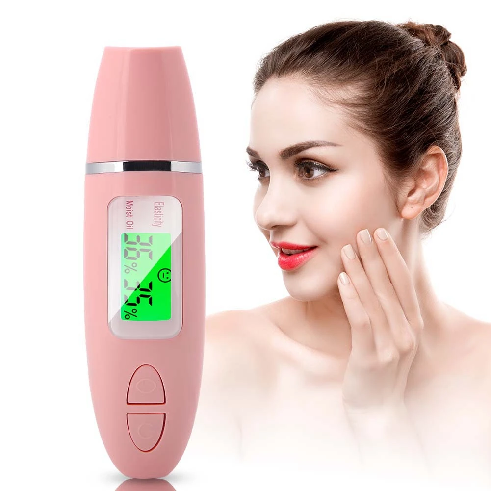 แบบพกพาดิจิตอลจอแสดงผล LCD Precision Skin Sensor เครื่องทดสอบ Face Moisture Water Oil Analyzer