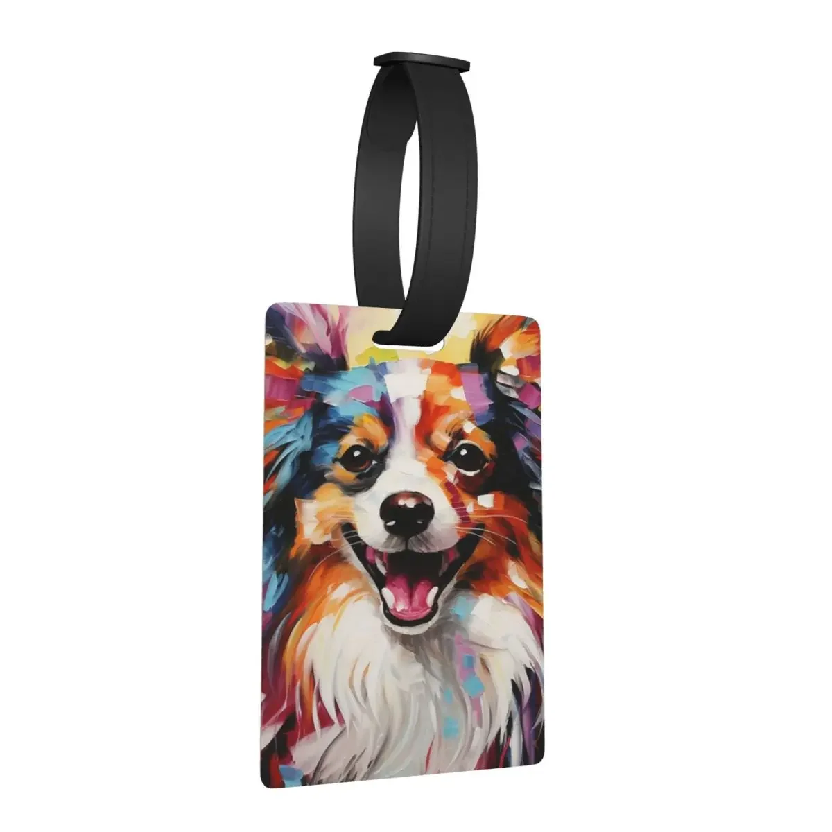 

A Papillon Dog Masterpiece Luggage Tags Suitcase Accessories Travel Cute Baggage Boarding Tag Label Holder ID Name Address