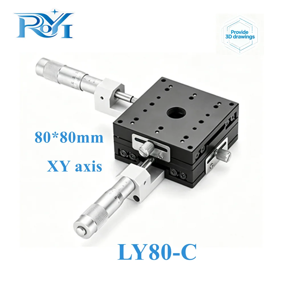 

XY Axis 80*80mm Trimming Station Manual Displacement Platform Linear Stage Sliding Table XY80-L XY80-C LY80-R Cross Rail