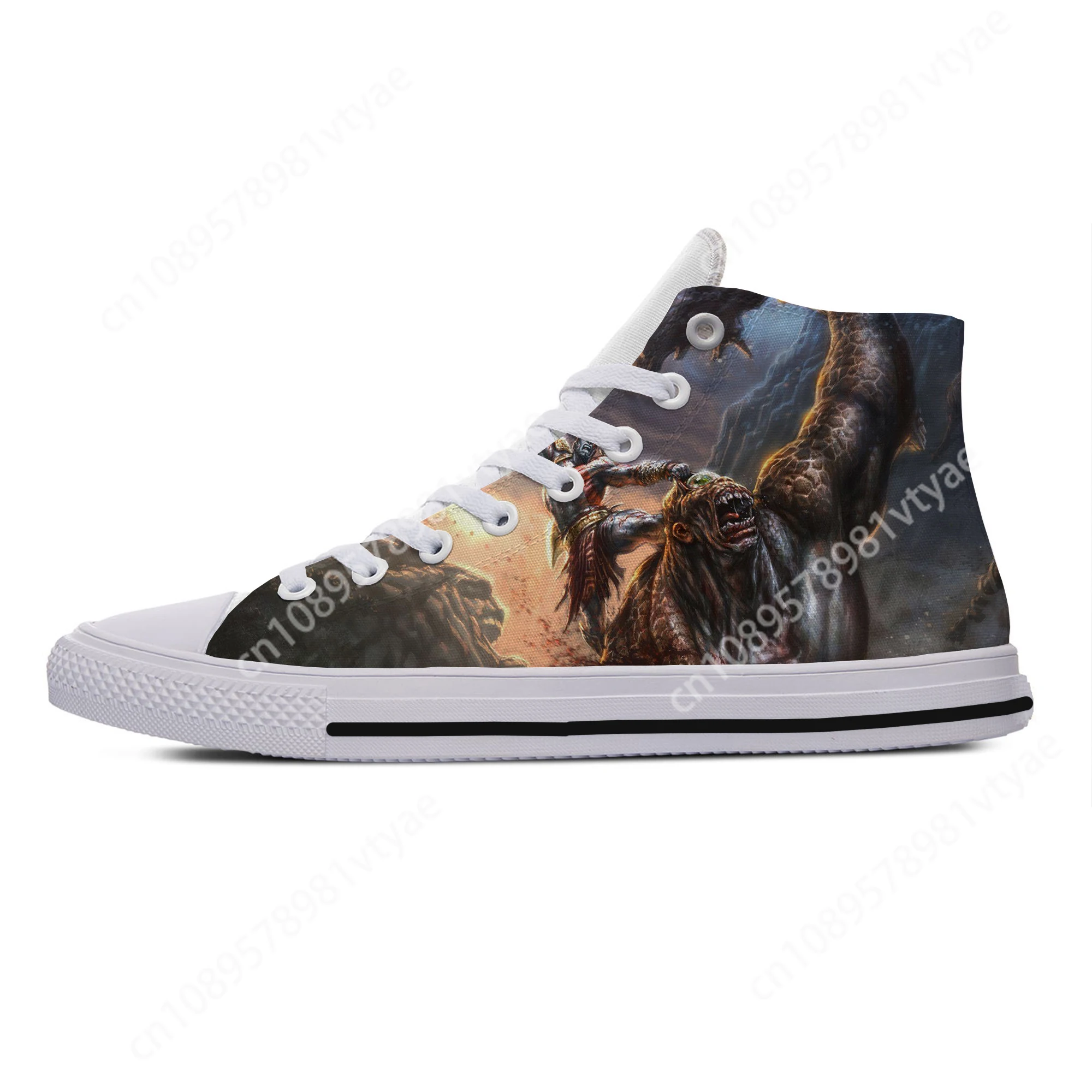 Sapatos de lona para homens e mulheres, sapatos casuais, leves, respiráveis, confortáveis, França, God of War, personagem de Kratos, novo, quente