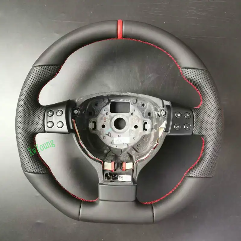 VWゴルフ5 GTI純正 ステアリング ハンドル　パドル無し アンスラサイト VWゴルフ5 GTI TSI パドルシフトなし カーボンレザー ステアリング