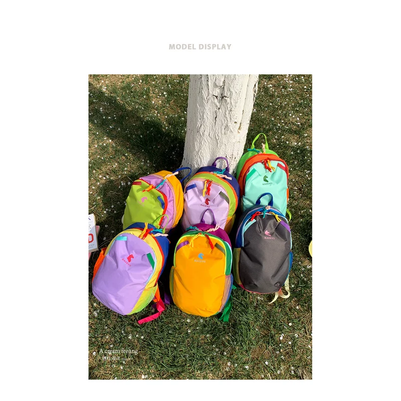 Durable Double Shoulder Backpack Vibrant Dopamine Camel Color Design Unisex Student School Bag Versatile Daily Commute Trave
