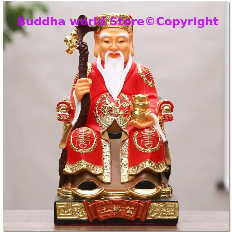 Large Asia Temple HOME efficacious eliminating evil amass fortunes blessing Golden God of earth TUDI GONG FENG SHUI statue