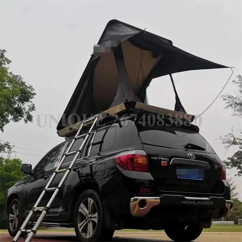 Outdoor Waterproof Roof Top Tent with Annex, 2 Person, 4WD Off Road Triangle Aluminum Suv Car Hard Shell