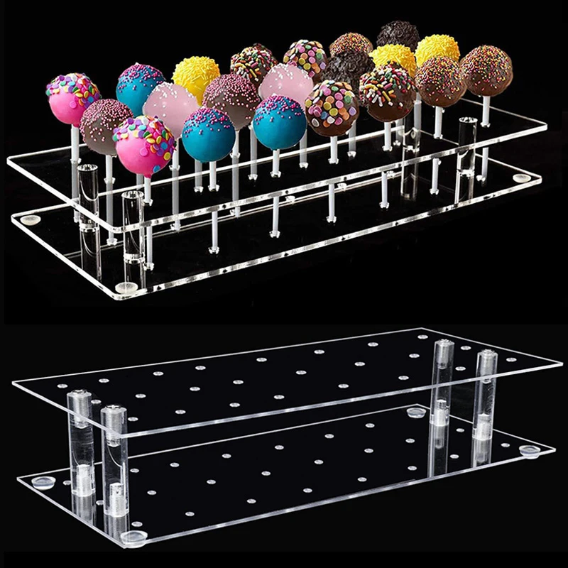 YOMDID Acryl-Lutscherständer mit 24 Löchern, transparenter Lutscher-Displayständer, abnehmbarer Kuchen-Lutscherständer, Party-Dekoration
