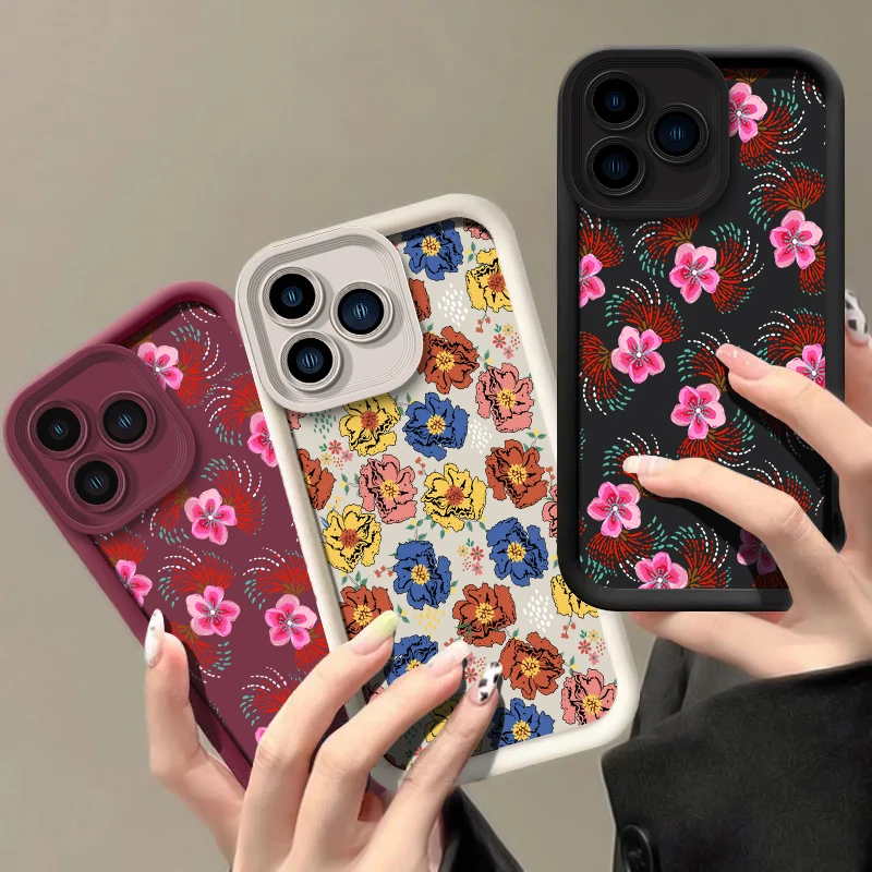Matte Shockproof Phone Case For Xiaomi Poco C50 C31 M5s M4 M3 M2 C61 C55 C51 C40 C65 M7 Pro M6 Plus Soft TPU Flower Print Cover