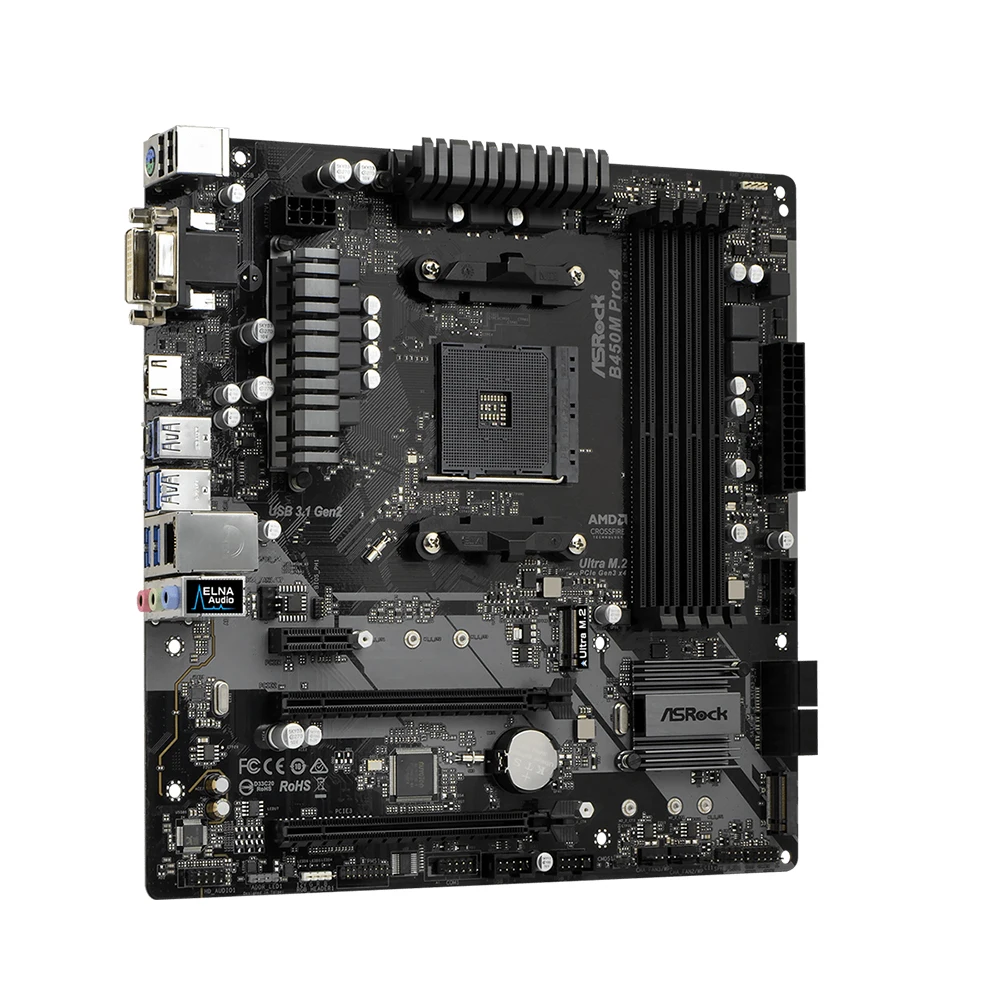 Imagem -04 - Placa-mãe Asrock B450m Pro4 Suporta Ryzen 5600 5600g r7 5700x3d Cpu 2xddr4 3200 Mais Mhz oc Nvme M.2 Sata3 Am4 Placa-mãe