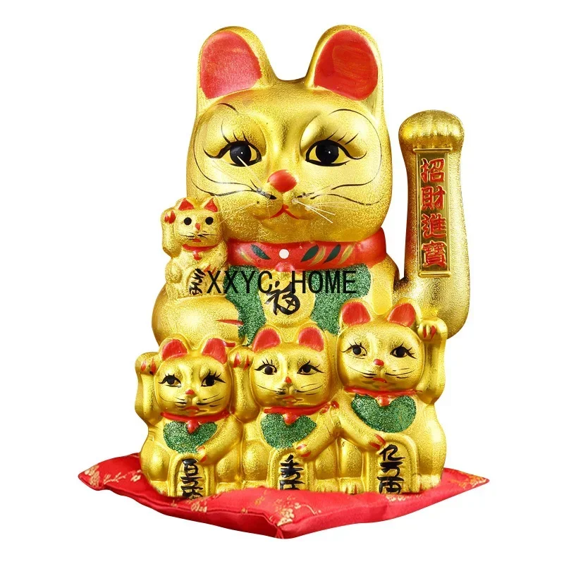 Big 17inch Gold Ceramic Lucky Cat Figurines Feng Shui Wealth Ornaments Electric waving Shaking Hands Home Decoration Accessories