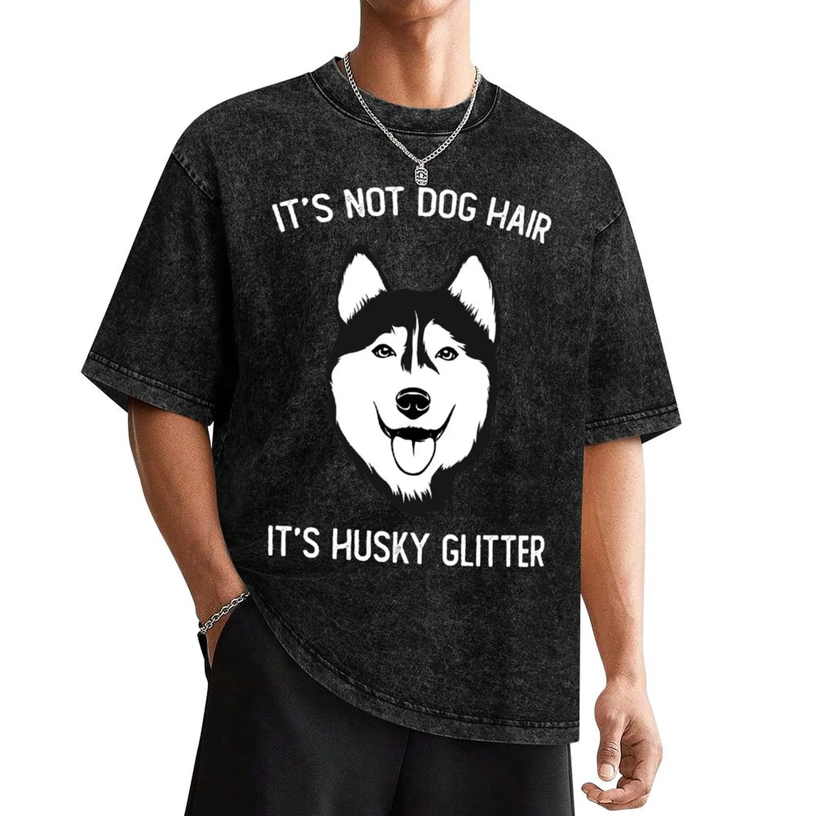 It's Not Dog Hair It's Husky Glitter T-Shirt oversized t shirt boys animal print black t shirts for men