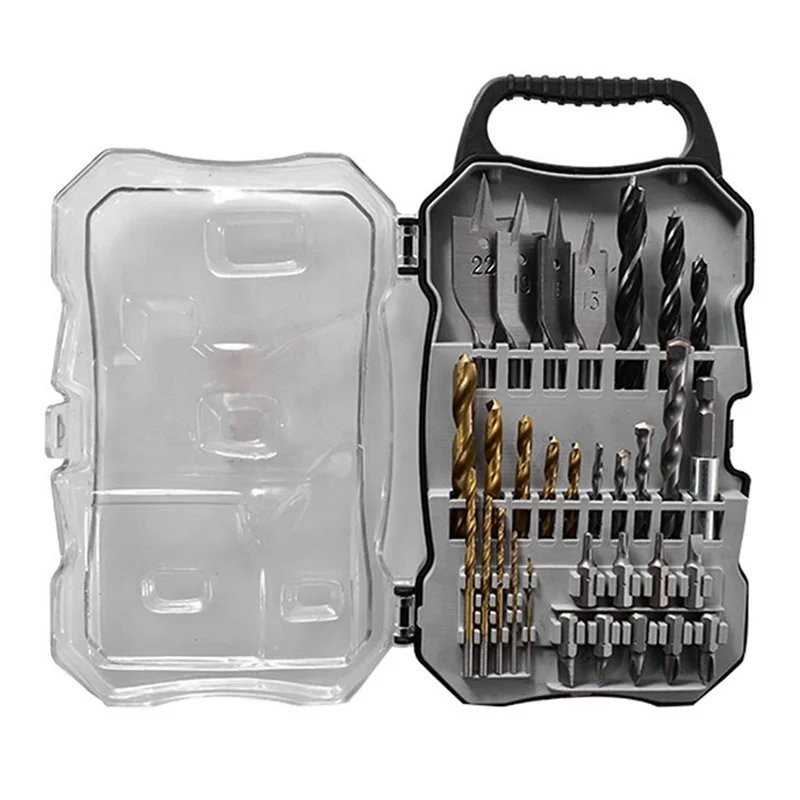 

AEE6-31Pc Drill Bit Assembly Carpenter's Household Punching Tool Twist Drill Flat Drill Construction Drill Screwdriver