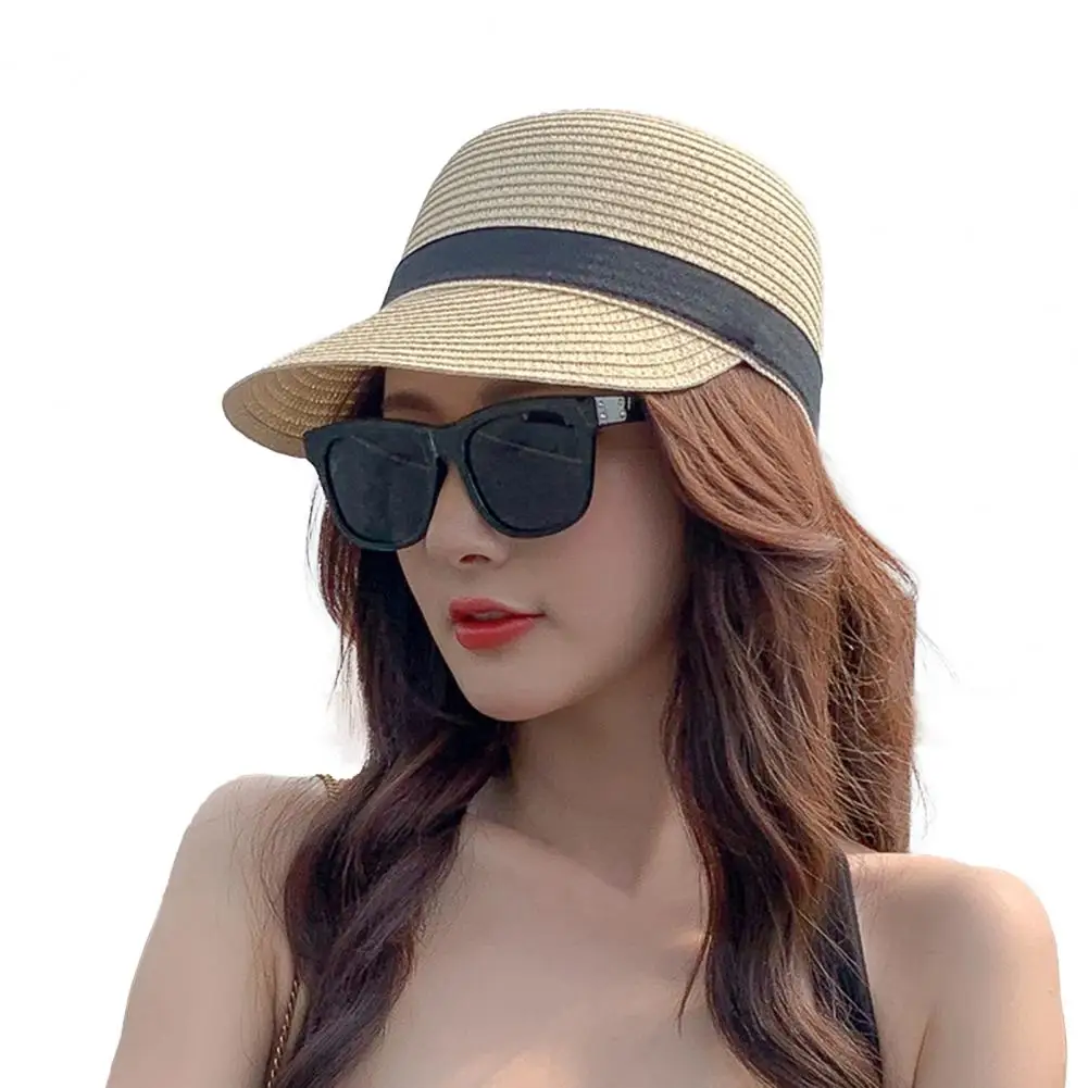 Casual Straw Braid Hat Anti shrink Sun Visor Hat Sun Beach Travel Summer Sun Hat Daily Wear