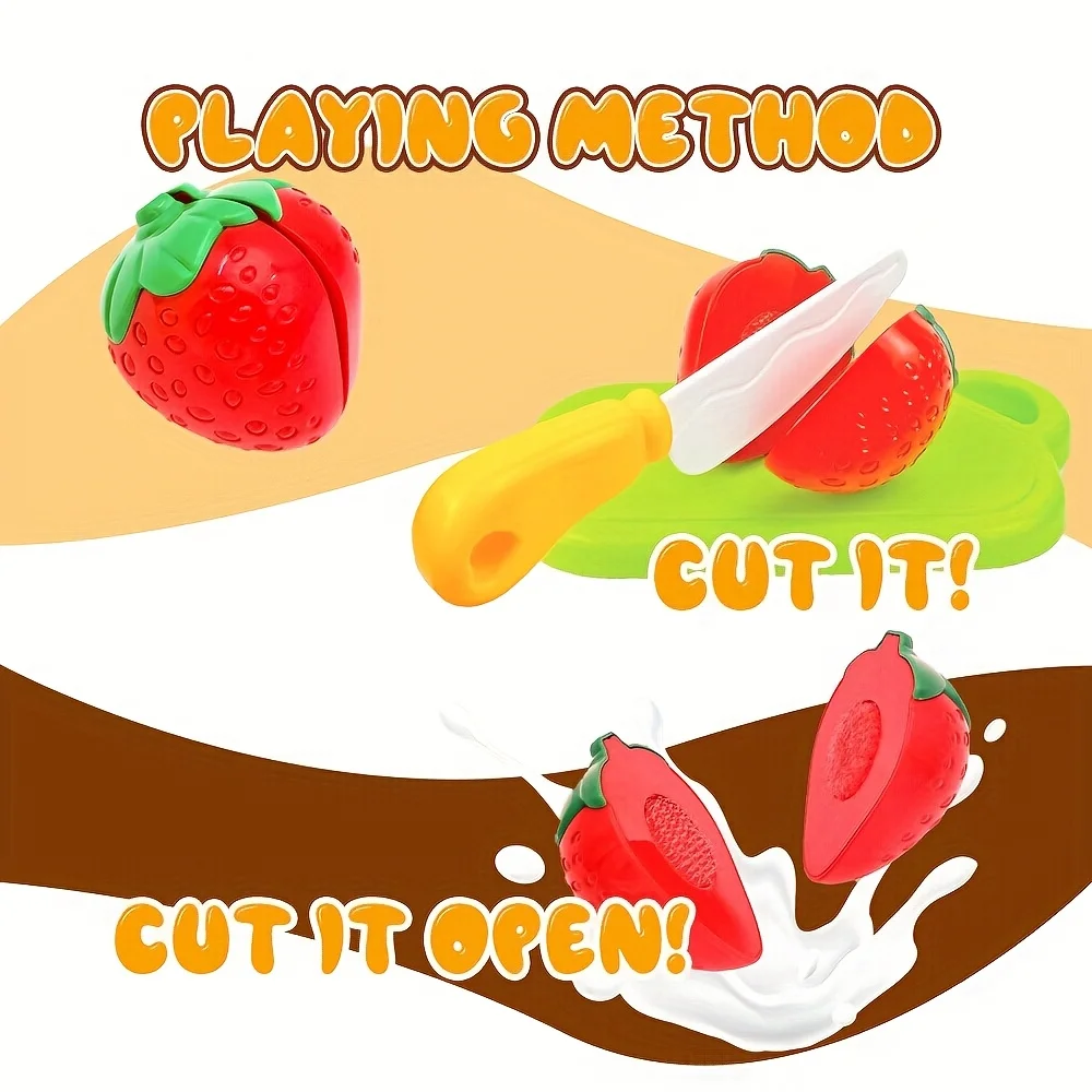Learning Toys Food Play Set for Toddlers Cutting Fruit & Vegetables Pretend Play Kitchen Color Sorting Toy for Kids Boys Girls