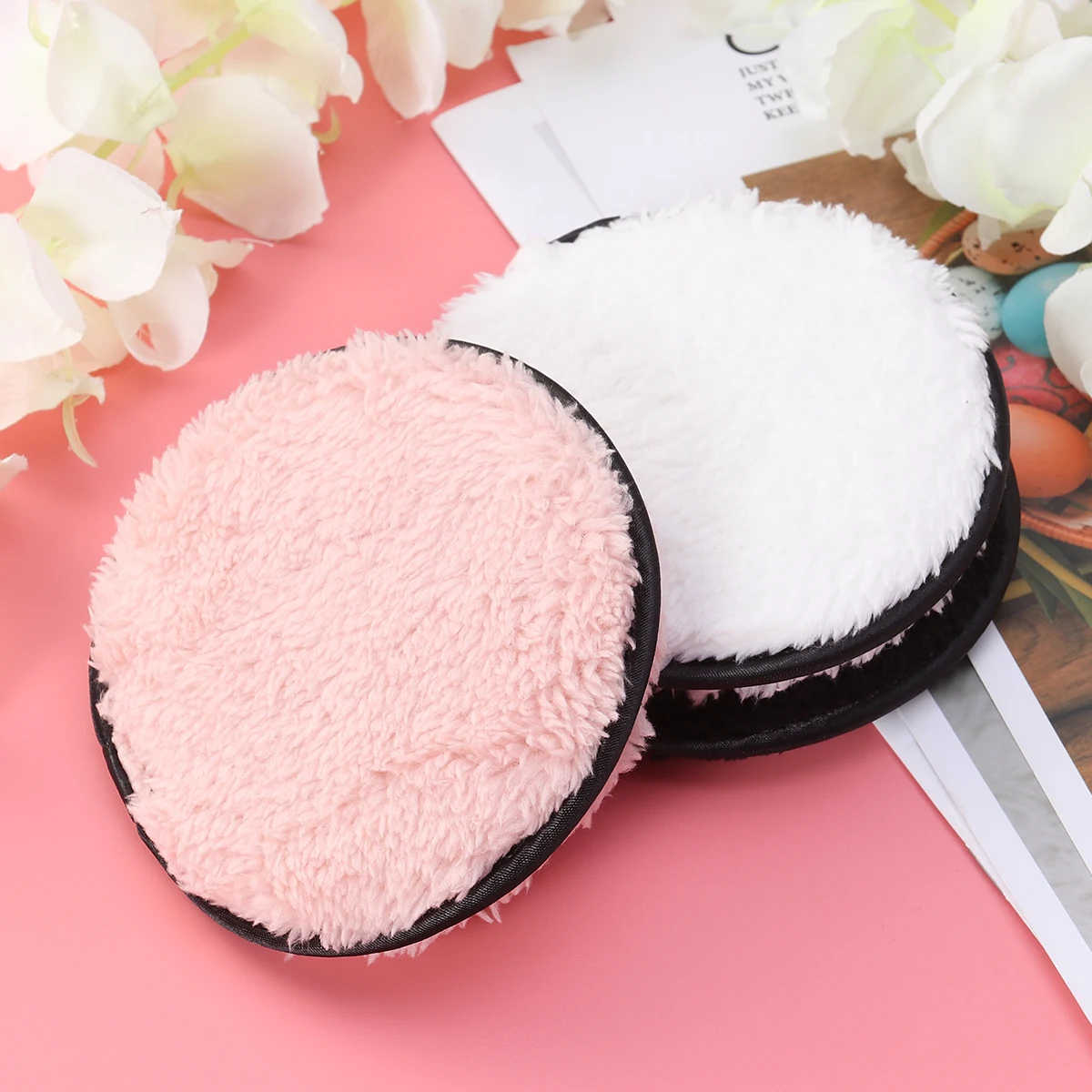 

3pcs Makeup Puff Facial Cleansing Pads Double Layer Cotton Soft Sensitive Skin Washable Cleansing Puff Reusable