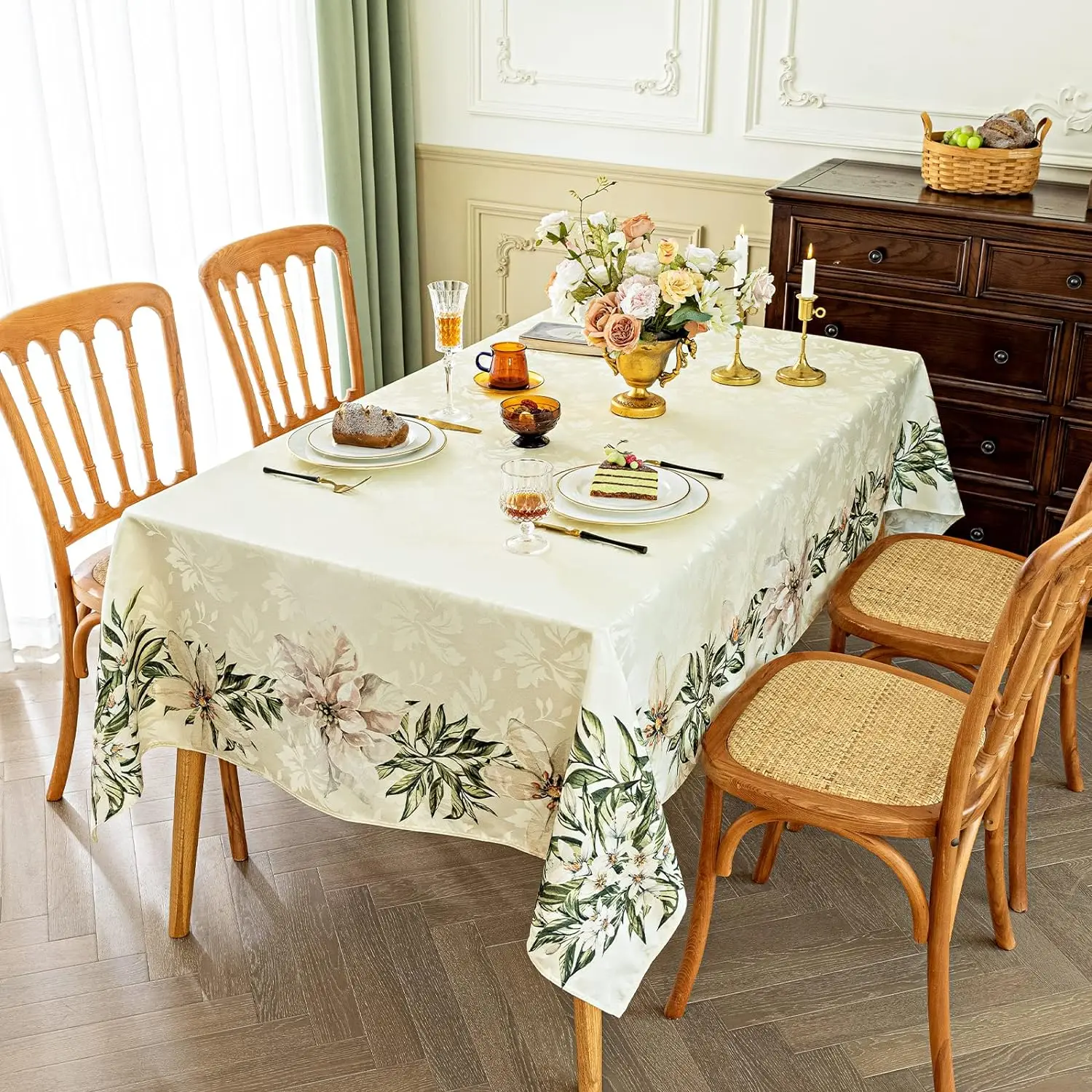 Tovaglia con motivo floreale stampato primavera estate per cucina, sala da pranzo, decorazioni per la tavola, decorazioni per matrimoni, feste da