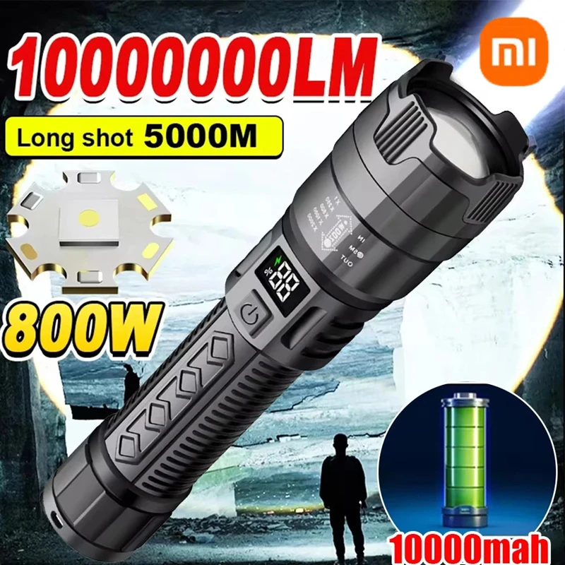 Xiaomi P900 High Power Led Flashlights 2000LM With Display Light USB Charging Built-in Battery Hand Lantern Camping Outdoor Use