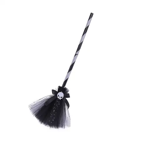 Multi-purpose 3D Halloween Witch Hat Cartoon Eye-catching Halloween Broom Ornaments DIY Witch Dress Up Ornaments Cosplay