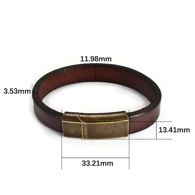 Moda nuovi gioielli da uomo bracciale in pelle marrone per uomo chiusura magnetica in acciaio inossidabile moda 18.5/20.5/22.5cm braccialetti regalo