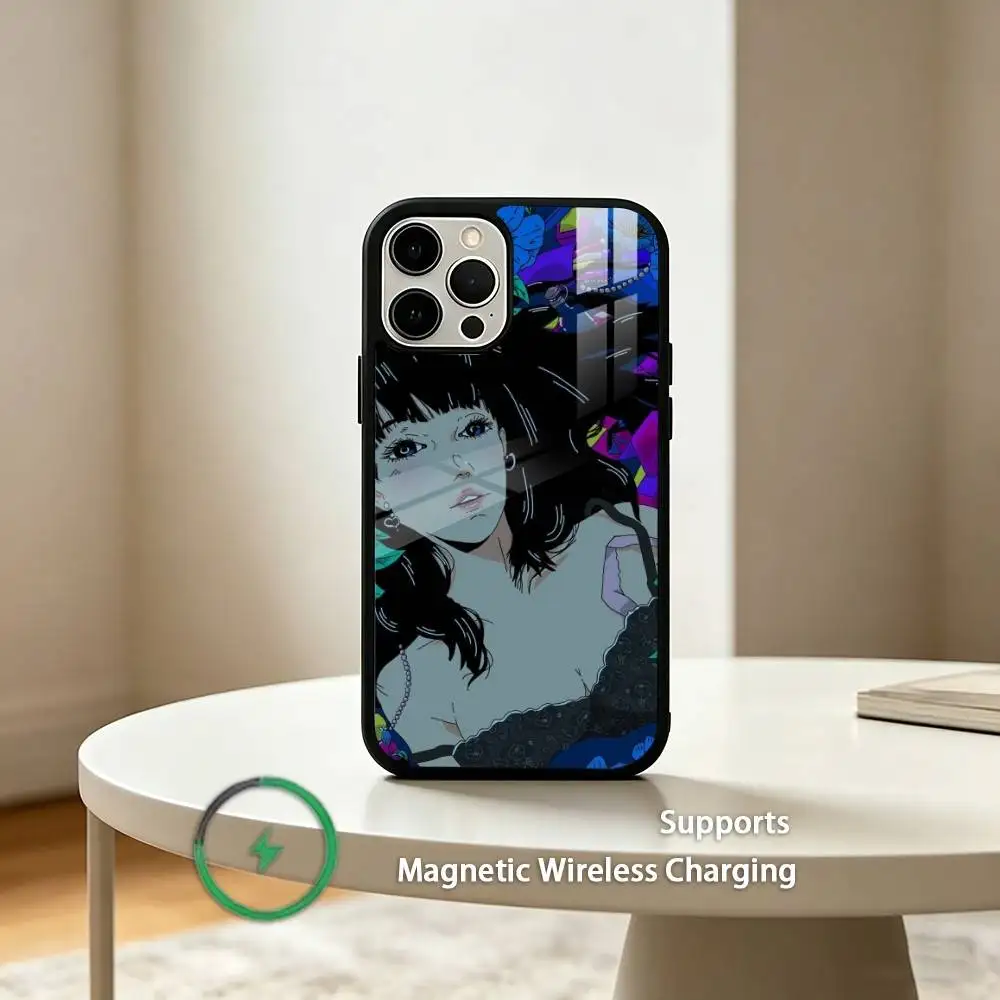 Animated film P-Perfect Blue Phone Case For iPhone17,16,15,14,13,12,11 Plus,Pro Compatible with magnetic wireless charging