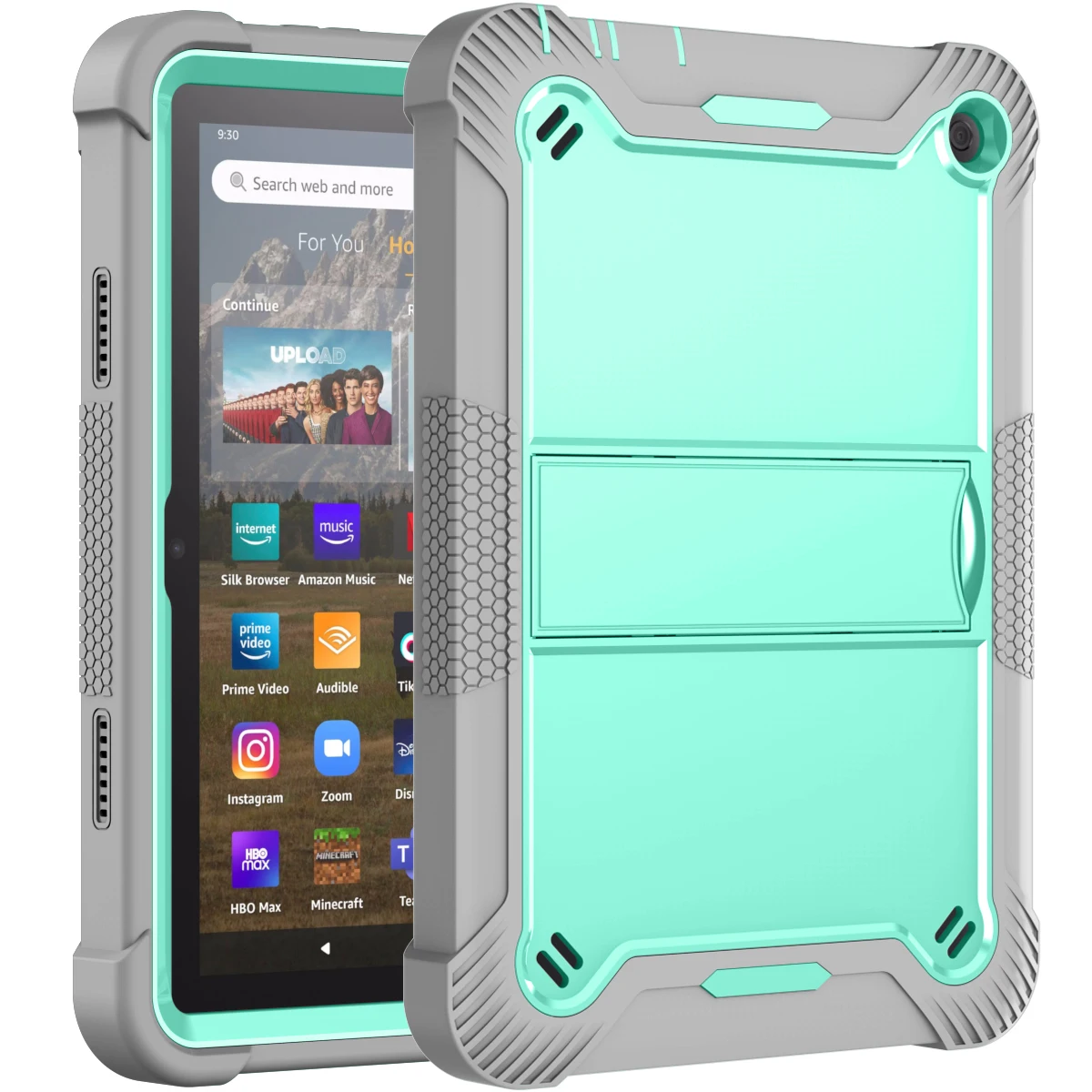 Etui z podstawką do Amazon Fire HD 8 Plus 2022 8 cali, pancerne, ochrona pełna, 3 warstwy, wielofunkcyjne, obudowa stołkowa, odporne na wstrząsy