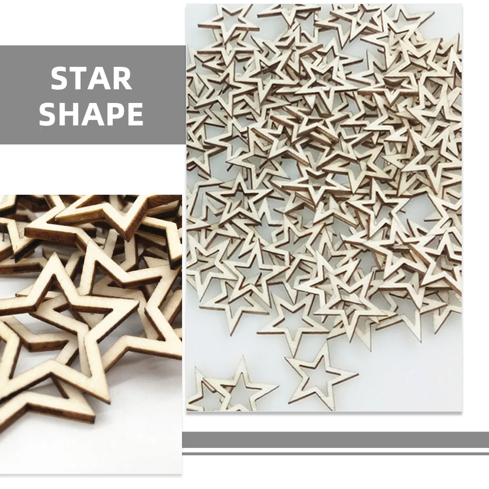 100 Pcs Diy Decor Embellishments for Crafts Ornaments Star Slices Patriotic Cutouts Stars Wood Unfinished