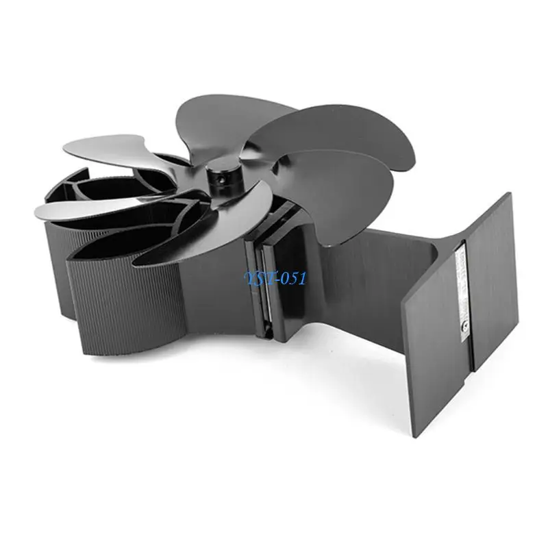 E15A مروحة موقد خشبي صامت تعمل بالطاقة الحرارية 6 شفرات صغيرة هدية مثالية لمنزلك Fa #3