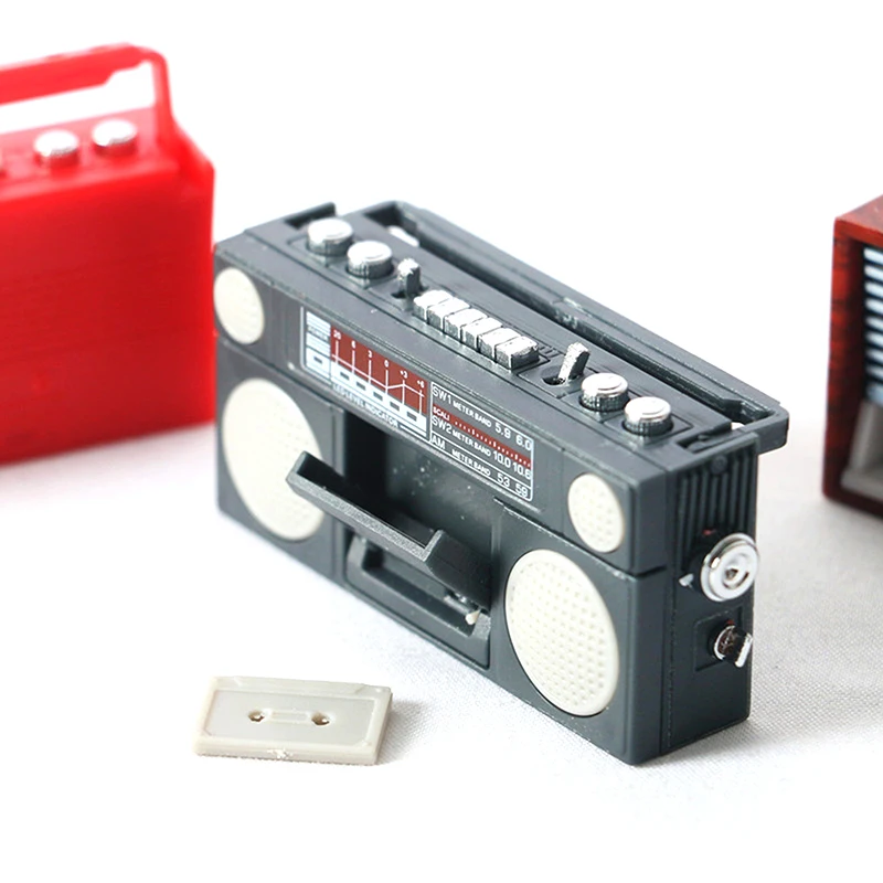 1:12 Dollhouse Miniature Retro Radio Model Record Transceiver Toy Home Decor