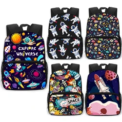 Spaceship Pilot Print Backpack Galaxy Planet Children Laptop School Bags Teenagers UFO Kindergarten Rucksack Bookbags Gift