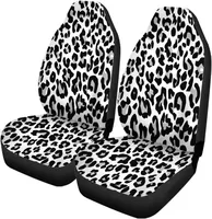 Car Seat Covers Gray Cheetah Snow Leopard White Pattern Spot Fur Set of 2 Auto Accessories Protectors Car Decor Universal