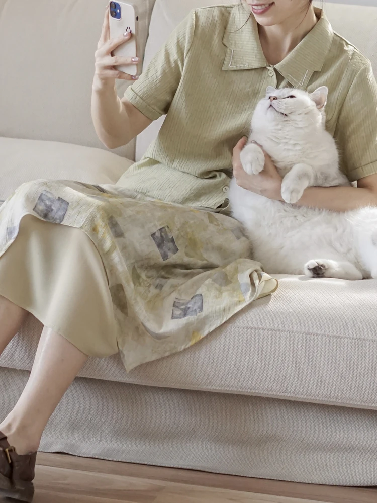 

Retro Sle Pure Color Embroidered Collar ort Sve Cotton irt Versatile Vintage Design for Young Women Summer 2025