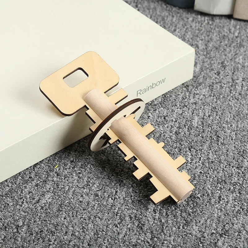 TOBEFU Creative Wooden Unlock Puzzle Key Toys Kong Ming Lock For Kids Stress Release Children Intellectual Educational Gifts
