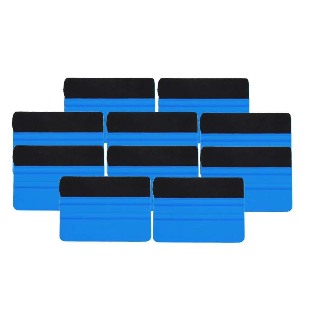 10 Pieces Plastic Felt Edge Squeegee 3.7 Inch for Car Scraper Decal Applicator Tool Pasting, Pasting,