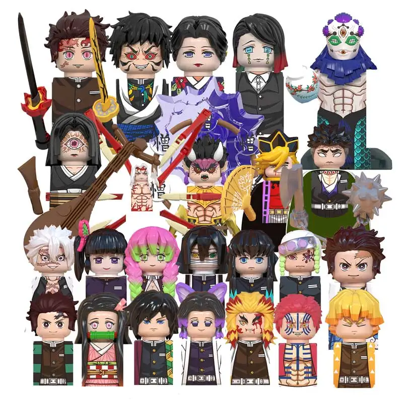 WM6163 Demon Slayer Blocks Giyuutarou Douma Kibutsuji Muzan Gyokko Mini Anime Cartoon Figures Action Toy Bricks Kids WM6162